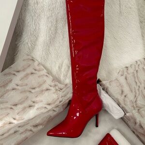 Jessica Simpson Red OTK Boots-SZ 7M